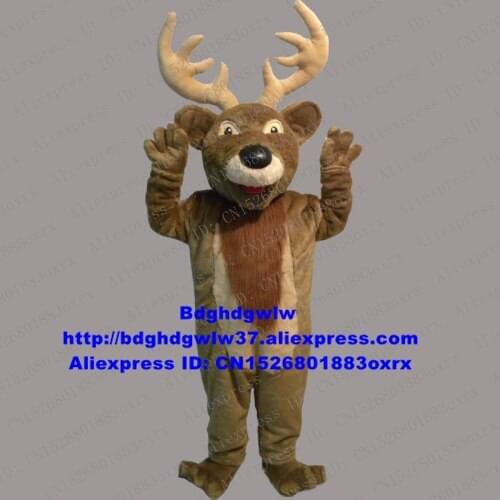 Brown Deer Reindeer Moose Elk Wapiti Caribou Alces Mascot Costume Adult Character Birthday Party Large-sized Good-sized zx681