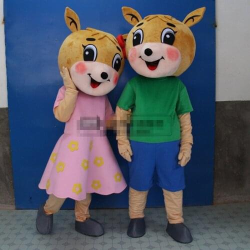 Sika Deer Couple Mascot Costume Suits Cosplay Party Game Dress Outfits Promotion Carnival Halloween Xmas Easter Adult AD Clothes