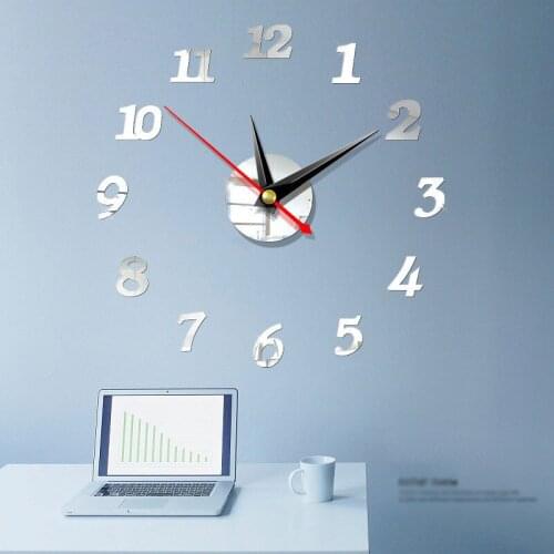 Creative 3D Wall Clock Mirror Wall Stickers Home DIY Wall Clocks Removable Removable Art Decal Sticker Living Room Quartz Needle