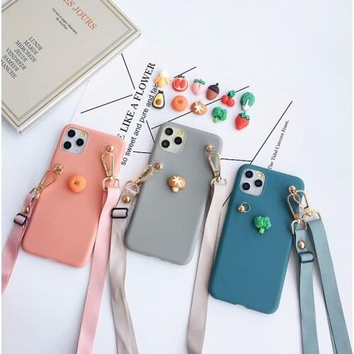 Cute Fruit Neck TPU Lanyard Case For Samsung J2 Core J4 J6 J7 J8 Plus 2018 J3 J5 J7 Pro 2015 2016 Prime J530 J730 Candy Cover