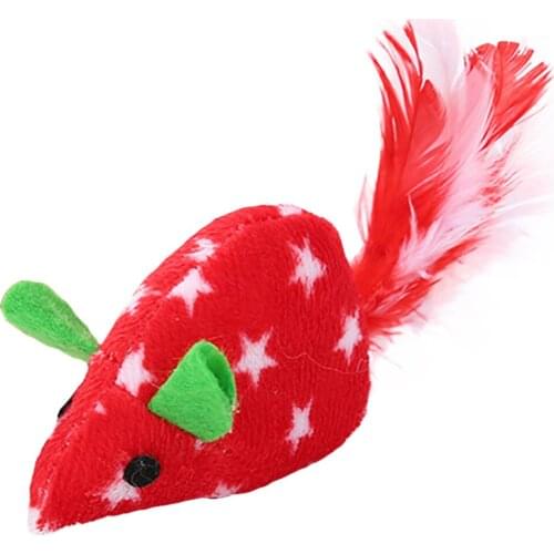 Cute Mini Sisal False Mouse Cat Toys Colorful Fake Feather Funny Playing Training Toys For Cats Kitten Puppy Pet Cat Supplies