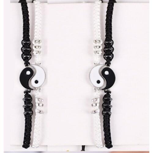 Fashion Couple Bracelet Chinese Style Retro Tai Chi Alloy Accessories Hand Woven Rope Best Friend Friendship Jewelry
