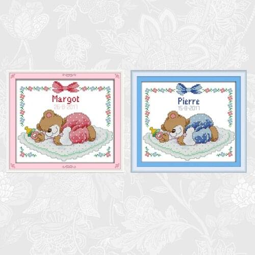 Sleeping Baby Bear series Cross Stitch Kits 11CT Print Fabric 14CT Counted Canvas Embroidery Needlework Home Decor Painting