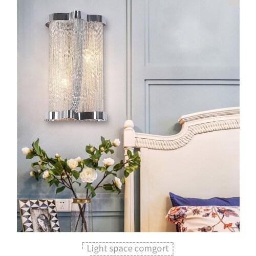 Aluminum Chain Wall Lamp Silver Modern Style Fashion Living Room Bederoom LED Lighting Bedroom Lamp Wall Lighting