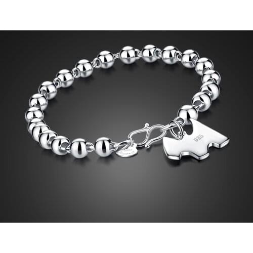 Women New Fashion Simple 100% 925 Sterling Silver Jewelry Bracelet For Girls Cute Dog Pendant Hand catenary Gift
