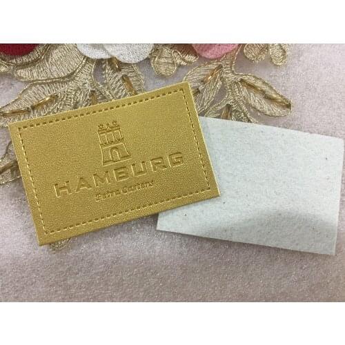 Custom Patch High Quality Debossed/Engraved Logo Leather Label For Clothes / Jeans / Bags