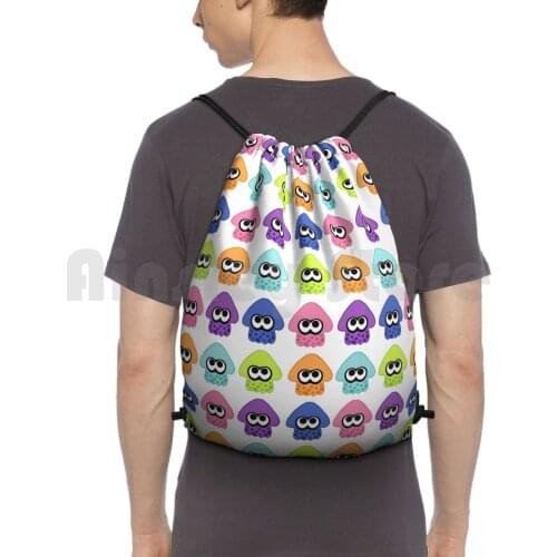 Splatoon 2 Squid Pattern Colours Backpack Drawstring Bag Riding Climbing Gym Bag Splatoon Splatoon 2 Squid Ink Inkling Spat