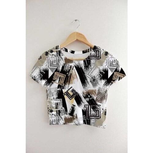 Custom Made Your Designs Sublimation Print Ziggy Elegante Neturals Milk Silk Crop T-Shirt Tops