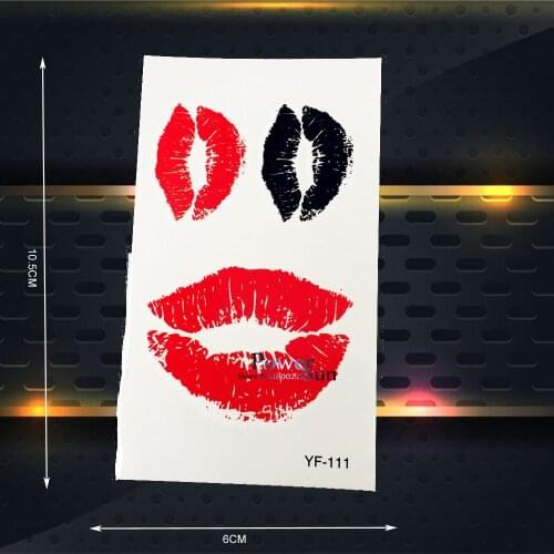 Sexy Red Lip Waterproof Temporary Tattoo WOmen Body Art Fake Flash Tattoo Stickers LipStick Transfer Tatoo Paste