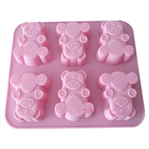 Bear Shape Silicone Baking Cake Mold Bakeware 6 Holes