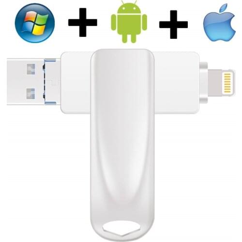 USB Flash Drive 128GB 256GB Memory Stick External Storage for iPhone 3 in1 Photo Stick USB3.0 Thumb Drive Compatible iPhone iPad