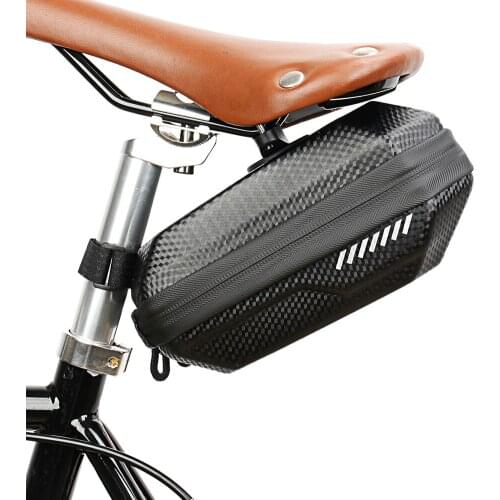 B SOUL Bicycle Tail Bag Carbon Pattern Leather EVA Waterproof MTB Mountain Bike Saddle Bag Rear Pannier Hard Shell Pouching Bag