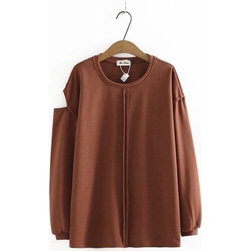 Plus Size XL-4XL Womens Autumn New Sweatshirts Long Sleeved Solid Color Pullovers Large Size Outerwear