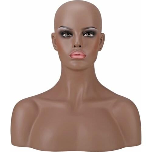 Female Firberglass Mannequin Head With Shoulders For Wig Display