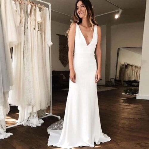 Sexy Deep V-neck Mermaid Wedding Dresses White Ivory 3D Lace Robe De Maria Backless Court Train Vestido De Noiva Custom Made