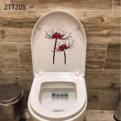 ZTTZDY 18.2*21.9CM Hand Painted Flowers Home Wall Decor Decal Bathroom Toilet Sticker T2-0085