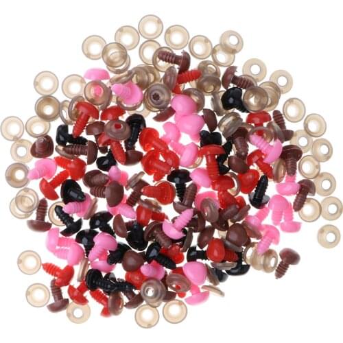 100 pcs Mix Color Plastic Screw Safety Nose for Bear Doll Stuffed Toy Animal Doll - 11x14mm