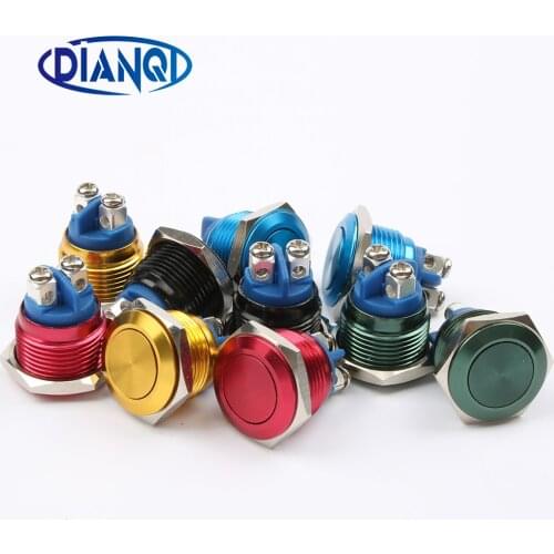 16mm momentary Push Button Switch Flat head round shaped 1NO domed waterproof Alumina press self-reset 16QYPY.F.L