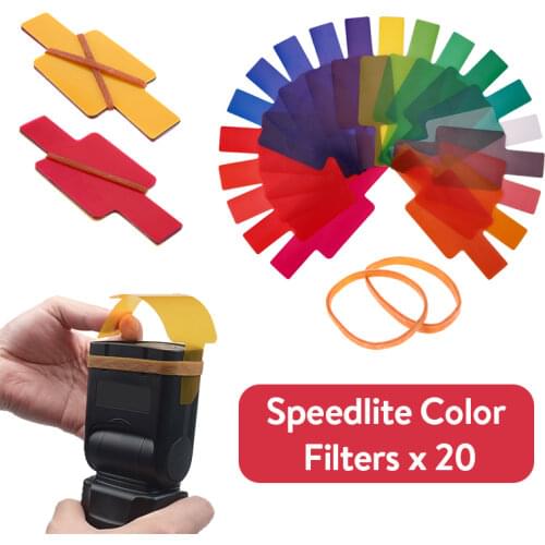 20pcs Flash Speedlite Color Photographic Gels Filters for Canon Yongnuo DSLR Camera Speedlight Accessories Studio Lighting