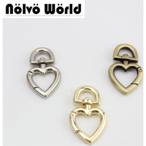 30pcs 3 colors Heart shape Keyfob clasp metal hook,Heart Lobster Clasps Accessories For Handbags Bags