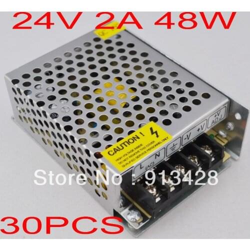 30PCS High Quality DC 24V 2A Switch power supply 48W LED power adapter Free shipping