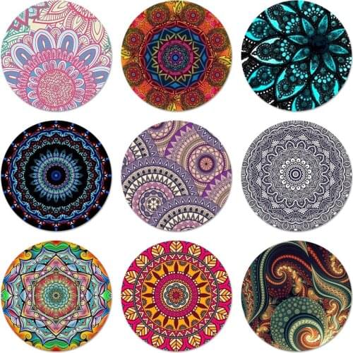 58mm Mandala Sun Flower Datura Retro Flora Badge Brooch Pin Accessories For Clothes Backpack Decoration gift