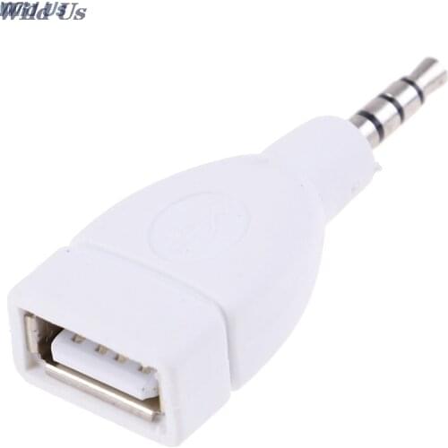 Converter Adapter USB 2.0 Female to 3.5mm Male AUX Audio Car Plug Jack white