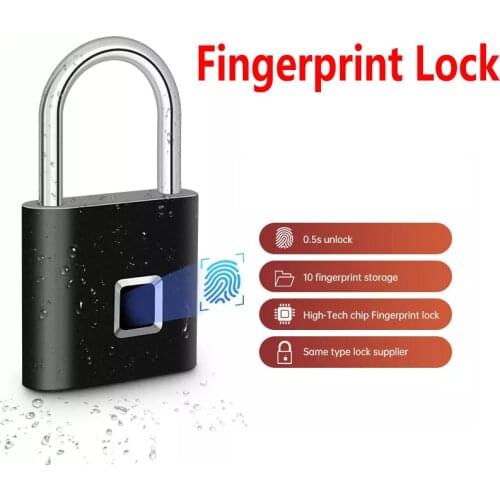 Keyless USB Rechargeable Door Lock Fingerprint Smart Padlock Quick Unlock Zinc alloy Metal Self Developing Chip