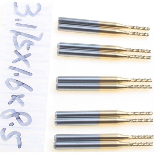Free shipping 10 Titanium Coat Carbide1.6mm End Mill Engraving Bits CNC Rotary Burrs Set corn milling cutter PCB router bits
