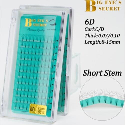 Big eyes secret 6D short stem lashes pre made volume fans false eyelashes eyelash extension wispy lashes