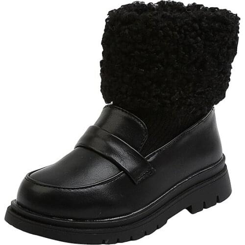 CUZULLAA Autumn Winter Children Boys Warm Turned-Over Ankle Boots Cotton Shoes Kids Girls Fashion Boots Size 26-36