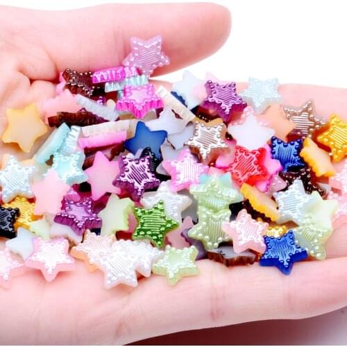10mm 80pcs Stripe Starlet Many Colors Flatback Imitation Half Pearl Five-Pointed Star Resin Beads DIY Jewelry Accessories