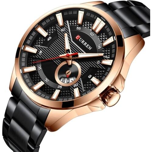 Curren 8372 Mens Watches Men Military Sport Watch Full Steel Quartz Wristwatch erkek saat Relogio Masculino