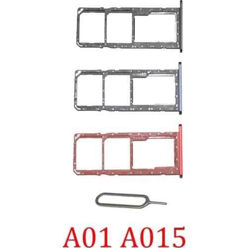 Phone SIM SD Card Trays For Samsung Galaxy A01 A015F A015G A015M A015 Original Phone SIM Chip Card Slot Holder Part With Pin