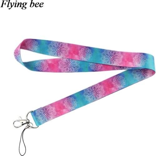Flyingbee Yoga starry sky Keychain Cartoon Cute Phone Lanyard Women Fashion Strap Neck Lanyards for ID Card Phone Keys X0532