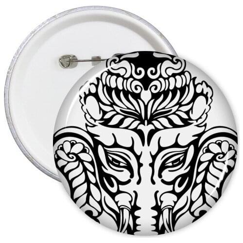 India Flavor Hinduism Religion God Figure Pattern Sketch Round Pins Badge Button Clothing Decoration 5pcs