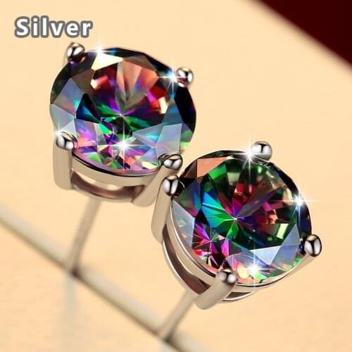 Classic square round seven color S925 silver plated mens earrings fashion mens and womens earrings personalized ear