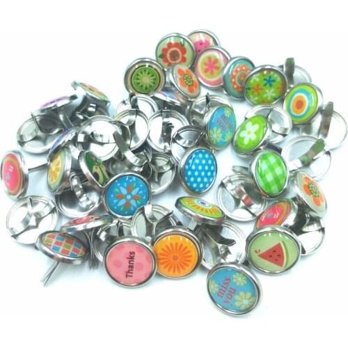 20Pcs Random Color Round Metal Epoxy Scrapbooking Photo Album Decoration Brads Kids Diy Handmade Paper Embellishment 17 x12.5mm