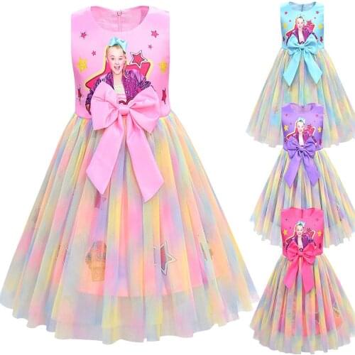 Summer Jojo Siwa sweet Dress Girls Princess dress Kids Party birthday Dress Children Dresses Girls Christmas kids dresses