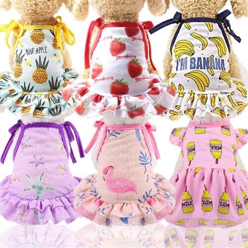 Fashion Cotton Pet Clothes Cute Fruit Pattern Dress T-shirts Lovers Suit Small Medium Cat Dog Clothes Pet Supplies Dog Dress