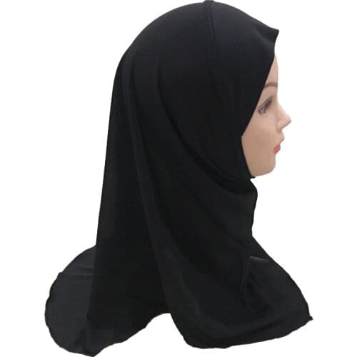 Muslim Fashion Ladies Hijiab Solid Color Black Hijab For Muslim Girl Islam Children Headscarf Turban Woman Jersey Underscarf New