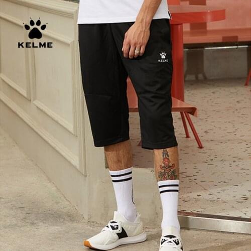 KELME Mens Running Pants Soccer Training Shorts Elasticity Football Sweatpants Jogging Gym Cropped Pants Breathable K15Z432