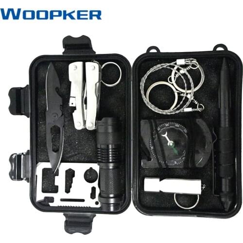 10 in 1 First Aid Emergency SOS survival Kit EDC equipment Supplies include Pliers Flashlight for Wilderness Camping Travel