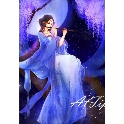 Cross Stitch Kit DIY Diamond Embroidery girl played the flute Full Squareround Diamond Painting Mosaic Home Decor