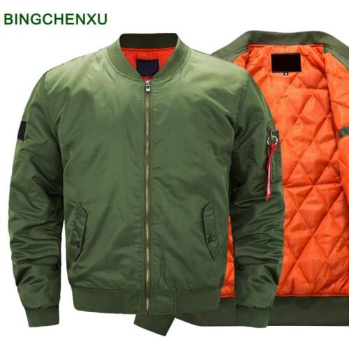 New pilot Air men bomber jacket Mens Military Bomber Jackets Men Casual Solid Zipper Pilot Jacket Green New Slim Fit Male Coats