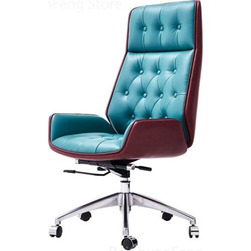 Solid Light Luxury Office Chairs Back Wood Computer Chair Bedroom Furniture Study Leather Lift Swivel Chair Home Boss Chair