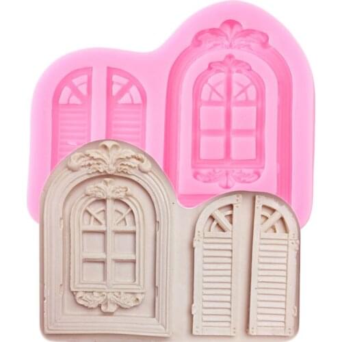 Window Door Silicone Mold Frame Lace Cake Border Fondant Molds Kitchen Baking Chocolate Cupcake Fondant Cake Decorating Tools