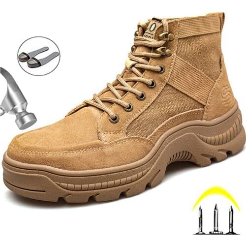 Anti-puncture Work Boots Men Steel Toe Shoes Outdoor Work Safety Boots Men Indestructible Safety Shoes Winter Boots Men Shoes