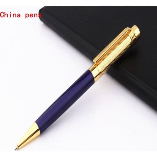 Luxury quality 856 Golden hat Blue Business Office Medium Nib Ballpoint Pen New