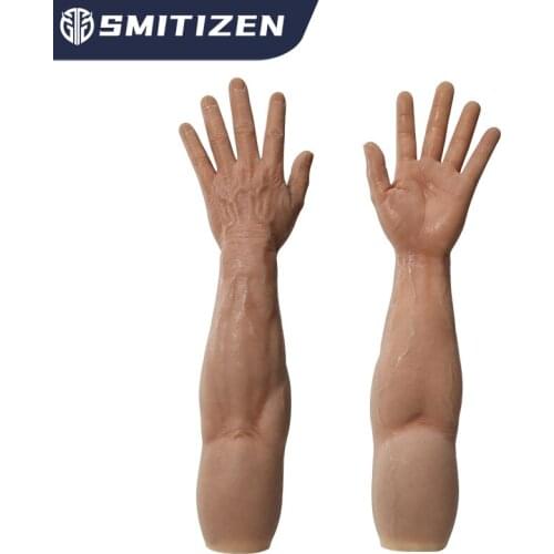 Smitizen Silicone Mens Gloves False Hands Realistic Muscular Arms for Men Artificial Fantasy Cosplay Costumes Lifelike Handwear